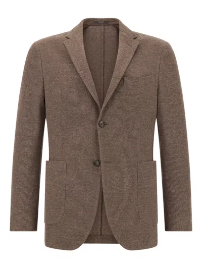 Boggi Milano Textured Blazer In Brown