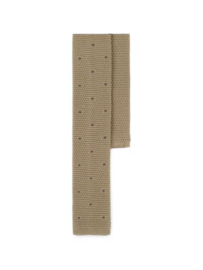Boggi Milano Tie In Knitted Fabric With Polka Dot Motif In Silk In Neutral
