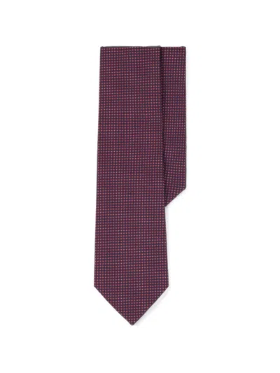 Boggi Milano Tie Jacquard Geometric Motif Silk In Red