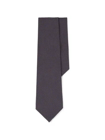 Boggi Milano Tie Jacquard Geometric-motif Silk In Brown