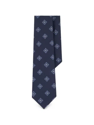 Boggi Milano Tie Jacquard Macro Medallion-pattern In Silk In Blue