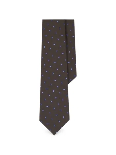 Boggi Milano Tie Jacquard Micro Paisley-pattern Silk In Brown