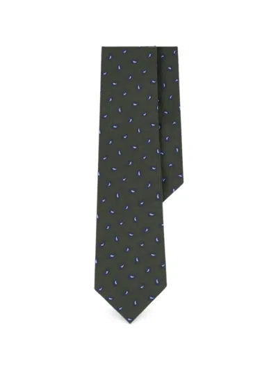 Boggi Milano Tie Jacquard Micro Paisley-pattern Silk In Green