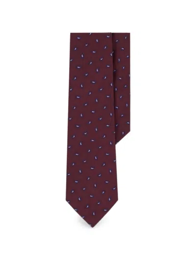 Boggi Milano Tie Jacquard Micro Paisley-pattern Silk In Red