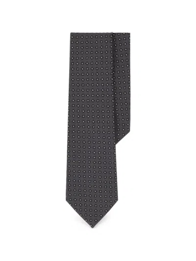 Boggi Milano Tie Jacquard Micro Patterned Silk In Gray