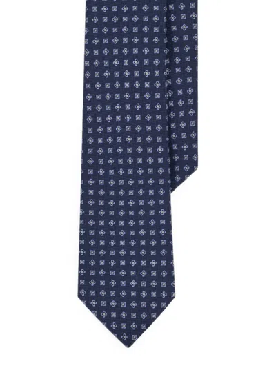Boggi Milano Tie Jacquard Micro-patterned Silk In Blue