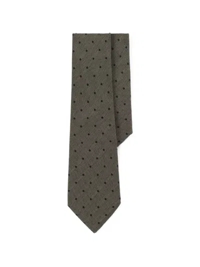 Boggi Milano Tie Jacquard Polka Dot Silk In Brown
