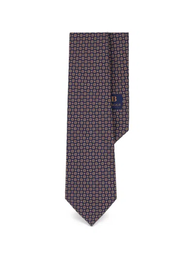 Boggi Milano Tie Medallion-pattern Silk In Brown