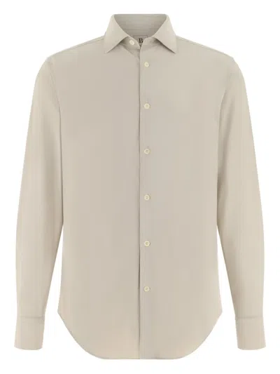 Boggi Milano Tokyo-collar Slim Shirt In Neutral