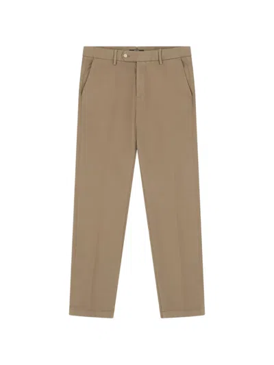 Boggi Milano Trousers In Stretch Cotton In Brown
