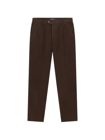 Boggi Milano Trousers In Stretch Cotton In Brown