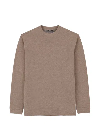 Boggi Milano T-shirt In Cotton And Cashmere Mélange Jersey In Brown