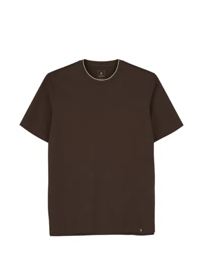 Boggi Milano T-shirt In Cotton And Silk Jersey In Brown