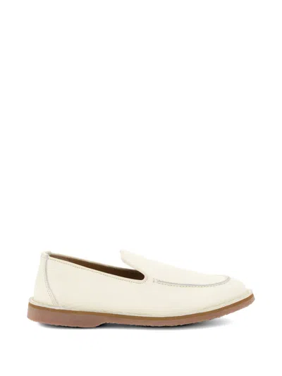 Boggi Milano Tumbled Leather Loafers In White