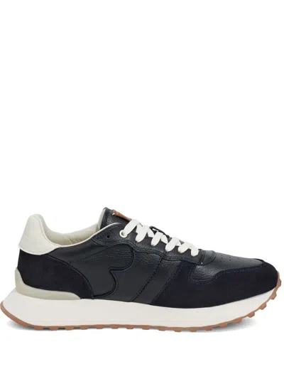 Boggi Milano Tumbled Leather Sneakers In Blue