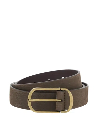 Boggi Milano Tumbled Nubuck Buckle Belt In Brown
