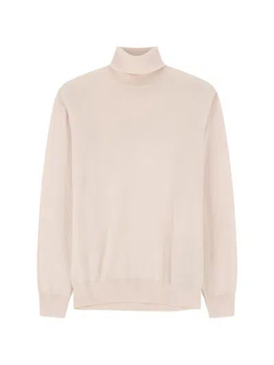 Boggi Milano Ens Turtleneck Regular-fit Merino Wool Jumper Offwhite In Neutral