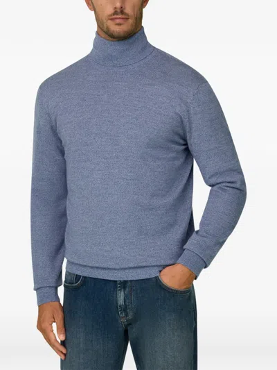 Boggi Milano Ens Turtleneck Regular-fit Merino Wool Jumper Light Blue