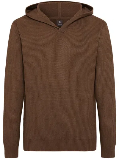 Boggi Milano V-neck Hoodie In Brown