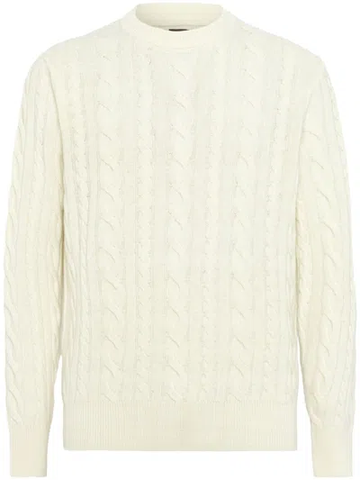 Boggi Milano White Wool Crew Neck Jumper In Neutral