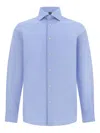 Boggi Milano Windsor-collar Cotton Shirt In Blue