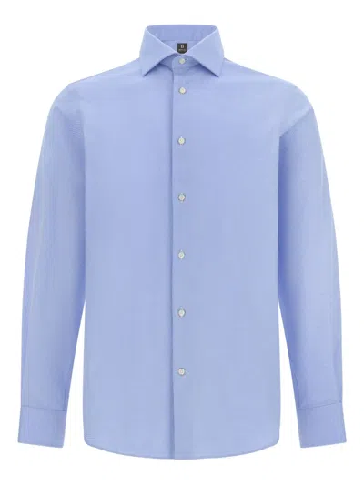 Boggi Milano Windsor-collar Cotton Shirt In Blue