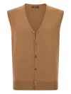 Boggi Milano Wool Waistcoat In Brown