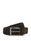 Boggi Milano Suede Braided Belt In Brown