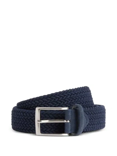 Boggi Milano Woven Buckled Belt In Blue