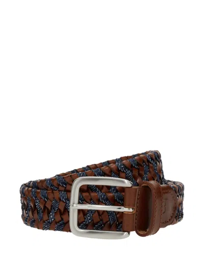 Boggi Milano Woven Elasticated Belt In Brown