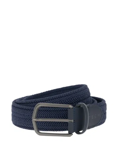 Boggi Milano Woven Rubberised Leather Belt In Blue