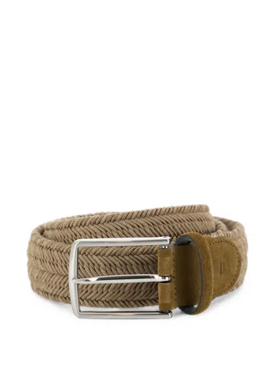 Boggi Milano Woven Stretch Viscose Blend Belt In Brown