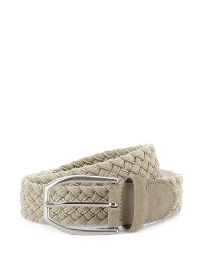 Boggi Milano Woven Stretch Wool Blend Belt In Neutral