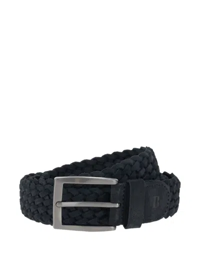Boggi Milano Woven Suede Belt In Metallic