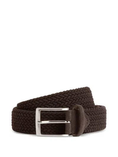 Boggi Milano Woven-suede Belt In Brown