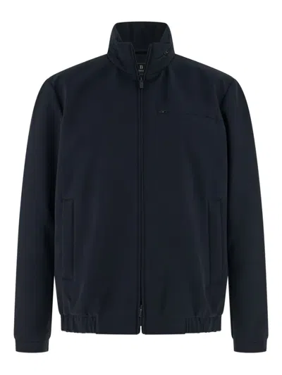 Boggi Milano Zip Technical Fabric Bomber Jacket In Blue