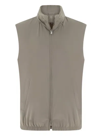 Boggi Milano Zip Technical Gilet In Gray