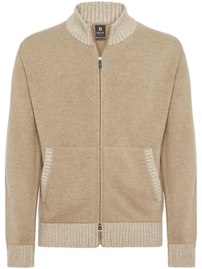 Boggi Milano Zip-up Jumper In Brown