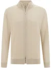Boggi Milano Merino Wool Full Zip Jumper In Neutrals