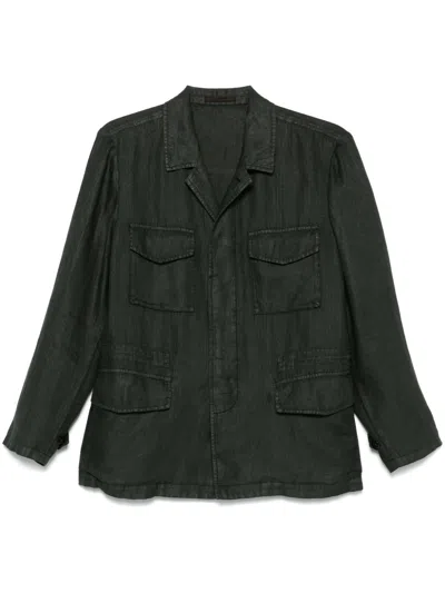 Boglioli 100% Linen Flax Jacket In Black