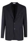 Boglioli Unlined Blue Virgin Wool Blazer With Classic Lapel In Blu
