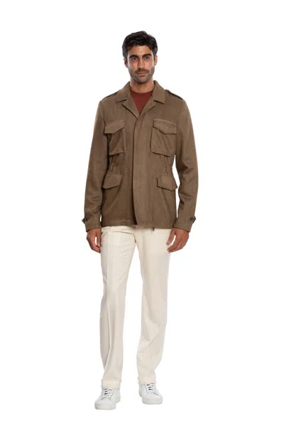Pre-owned Boglioli $2200  Milano Brown Tweed Field Jacket Coat Wool Cashmere 40 Us / 50 Eu