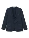 Boglioli Single-breasted Navy Wool Blazer With Front Patch Pockets In Blue