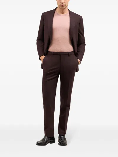 Boglioli Superlight Flannel B-line Suit In Bordeaux