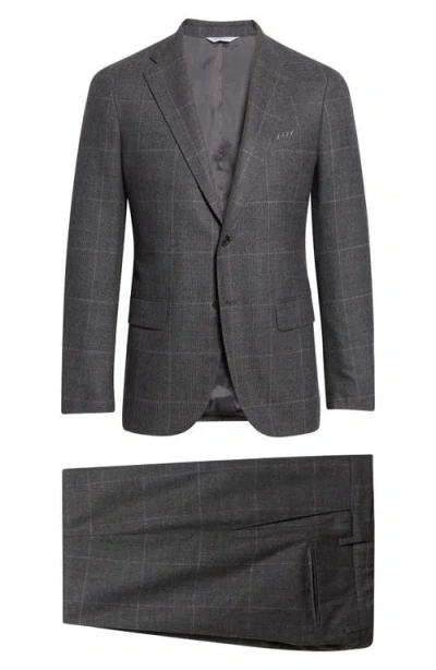 Boglioli B-line Windowpane Check Virgin Wool Suit In Gray