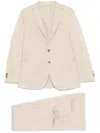 Boglioli Beige Cotton Suit With Concealed Front Fastening In Neutral