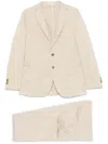 Boglioli Beige Cotton Suit With Concealed Front Fastening