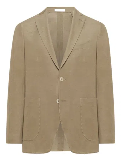 BOGLIOLI BEIGE DOUBLE-BREASTED JACKET WITH NOTCHED LAPEL AND TAILORED FIT