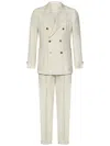 Boglioli Beige Linen Double-breasted Suit With Double-pleat Trousers In White