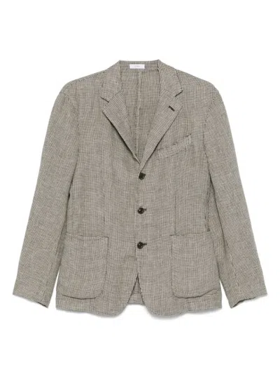 Boglioli Black Linen Blend Single-breasted Blazer In Gray